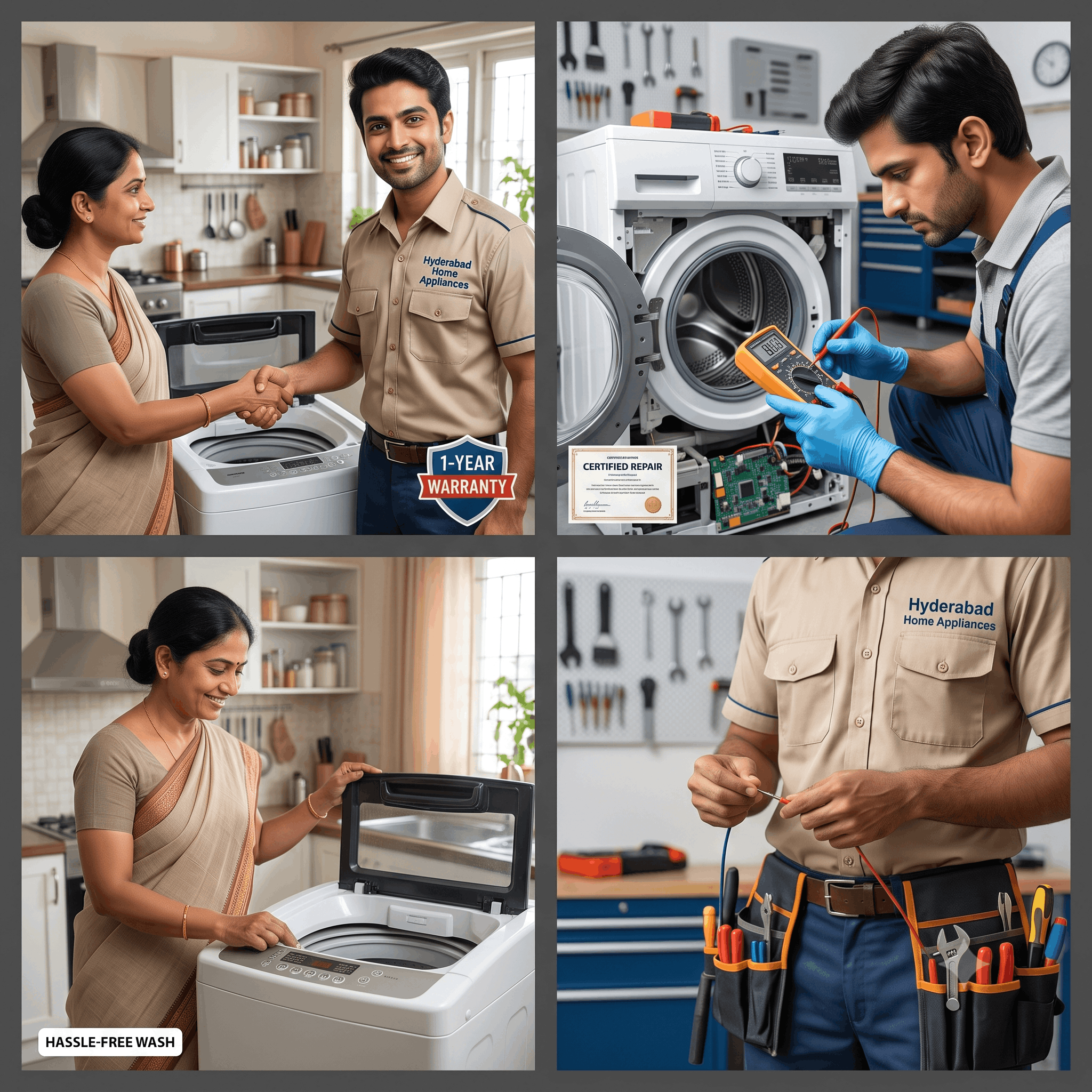 Certified washing machine repair technician working in Hyderabad customer home